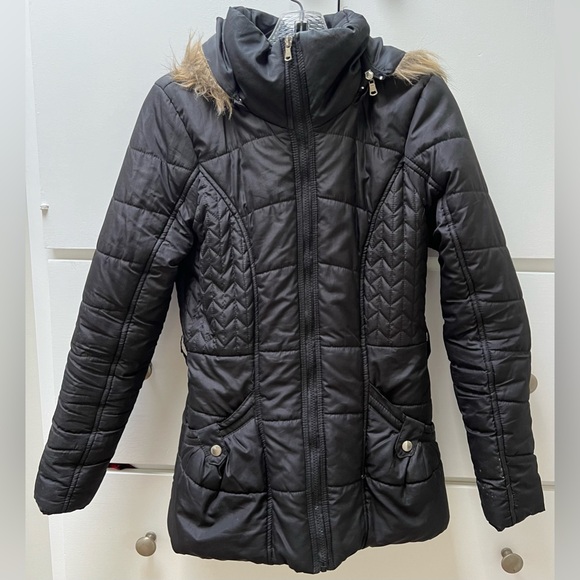 Rampage winter coat with removable fake fur edged hood in size small. - Picture 2 of 10